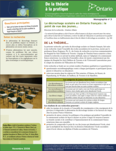 Page couverture rapport sur le décrochage scolaire en Ontario français